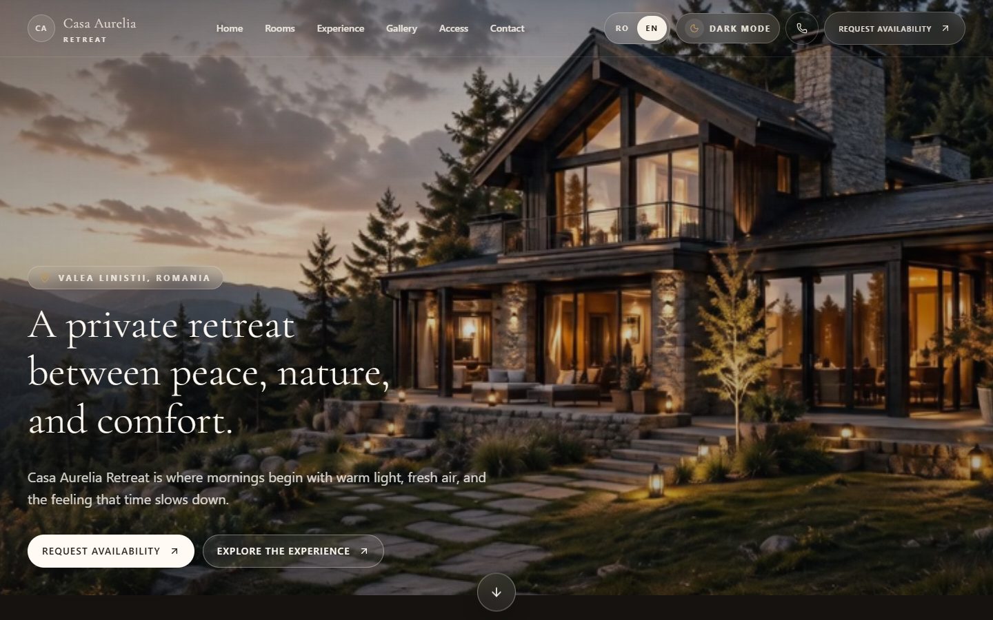 Screenshot website Casa Aurelia Retreat